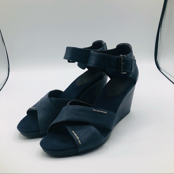 GEOX women’s blue suede wedge sandals size euro 37 US 7‎ - Picture 5 of 12